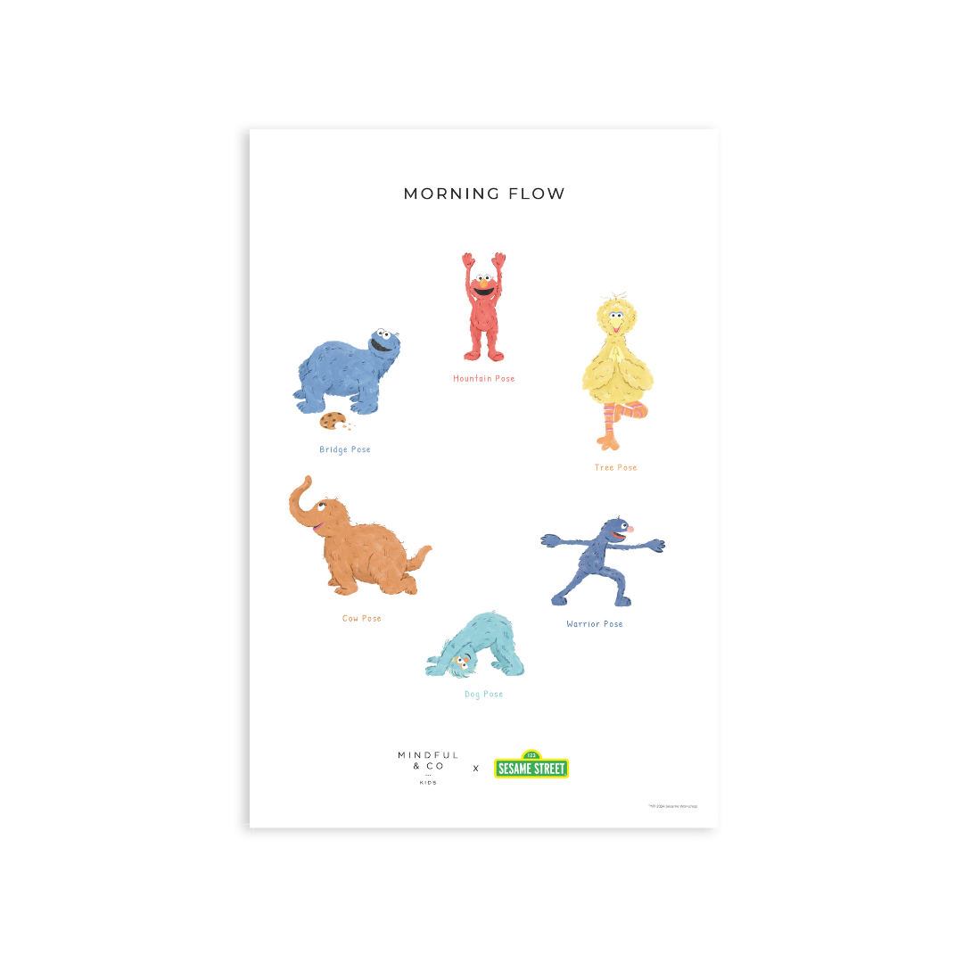 Double sided sesame street yoga poses print oakeydoakey art play